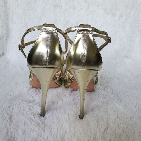 Badgley Mischka Zula Gold Platform Strappy Sandal Size 8 - Picture 5 of 6